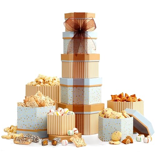 Broadway Basketeers Celebration Gift Tower with Sweets & Nuts