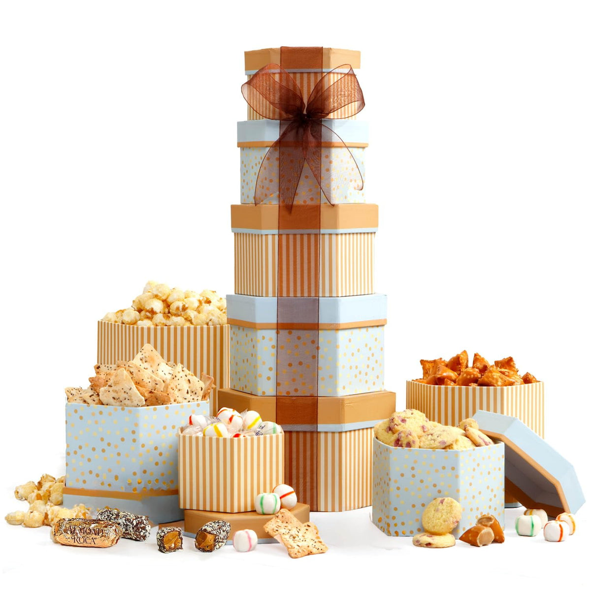Broadway Basketeers Celebration Gift Tower with Sweets & Nuts