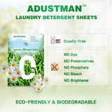 ADUSTMAN Laundry Detergent Sheets (Strips),Breeze Hypoallergenic Eco-friendly Low Suds Liquidless Earth Friendly No Plastic Jugs (186 Count (pack