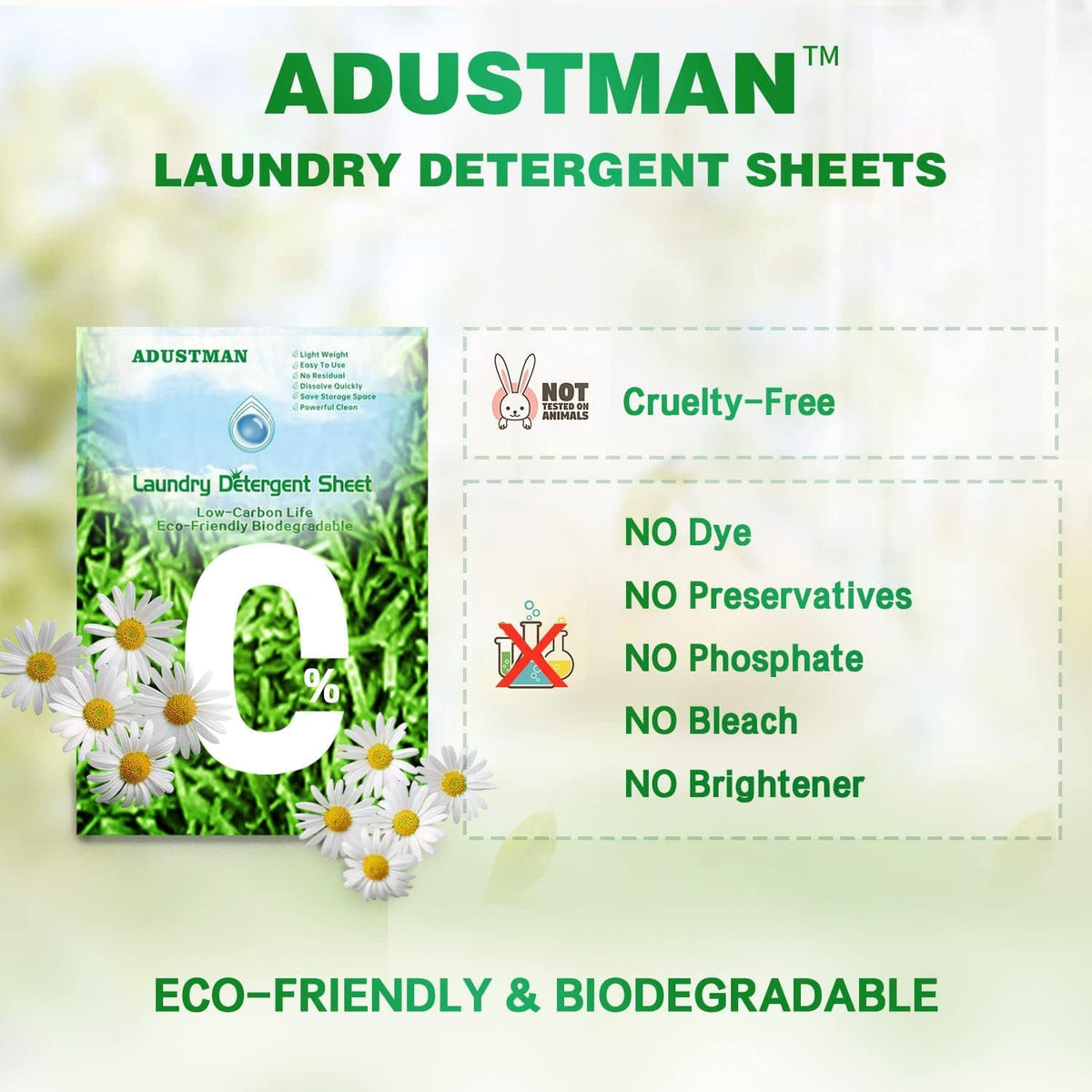 ADUSTMAN Laundry Detergent Sheets (Strips),Breeze Hypoallergenic Eco-friendly Low Suds Liquidless Earth Friendly No Plastic Jugs (186 Count (pack