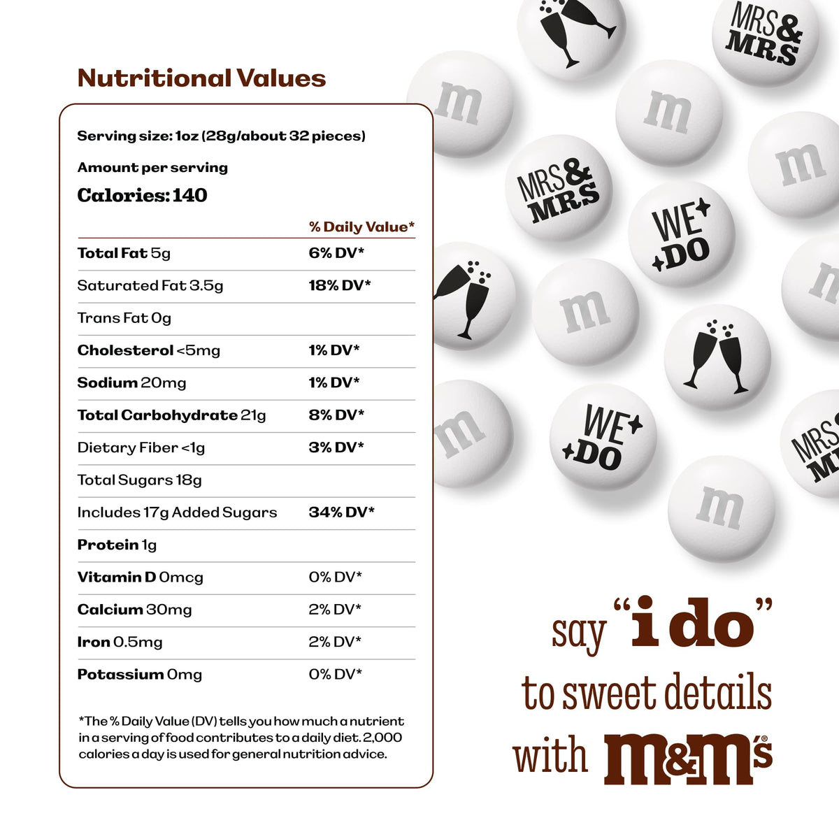 M&M'S Mrs. and Mrs. Wedding Milk Chocolate Candy, 5 lb Bulk Resealable Bag