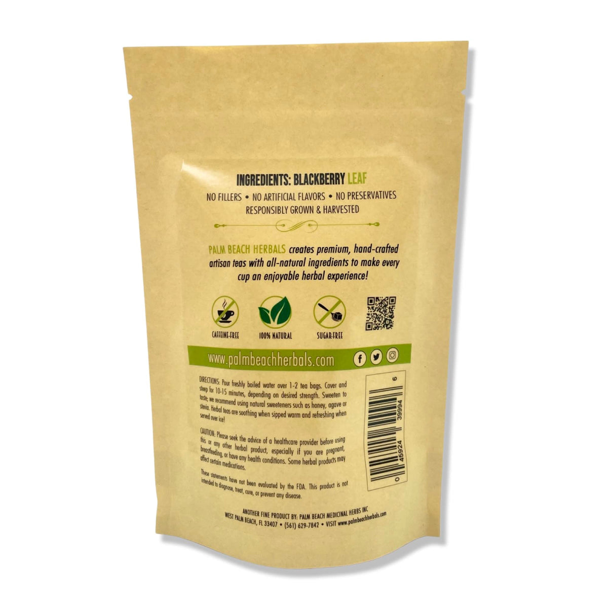 Palm Beach Medicinal Herbs - BlackBerry Leaf Tea - Pure Herbal Tea Series, 30ct