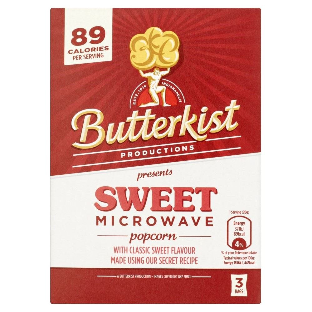 Butterkist Microwave Popcorn - Sweet (3 per pack - 270g) - Pack of 6