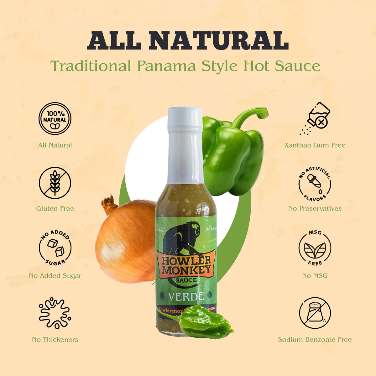 Howler Monkey Sauce - Verde Hot Sauce - 5 Fl Oz (Pack of 1)