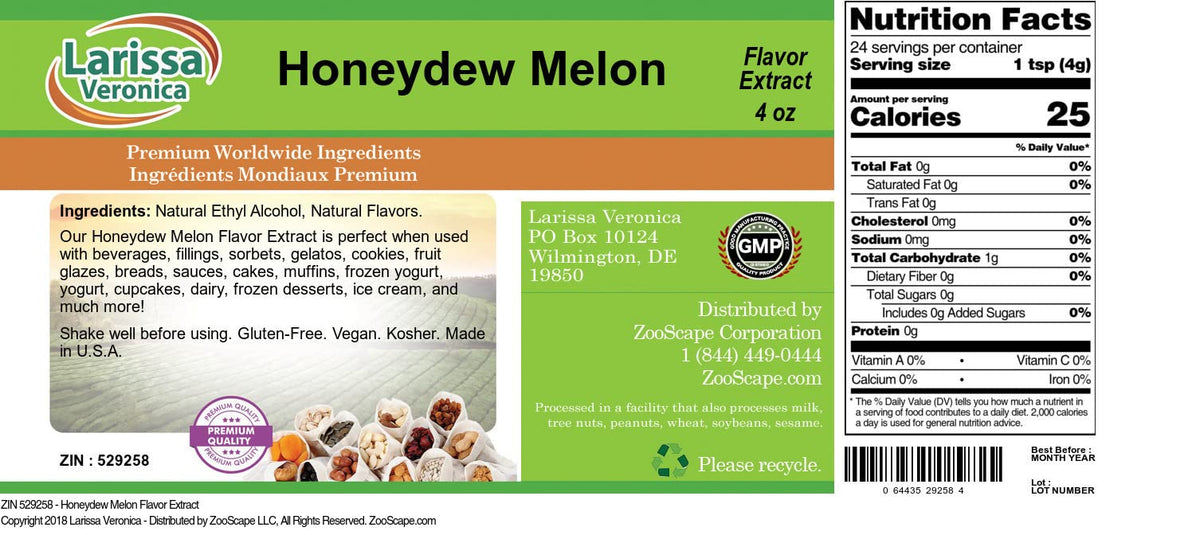 Honeydew Melon Flavor Extract (4 oz, ZIN: 529258)