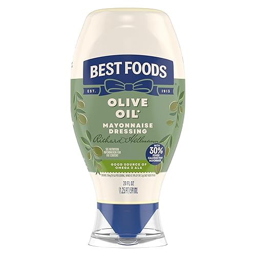 Best Foods Mayonnaise Dressing Olive Oil Mayo Squeeze Condiment for Simple Meals Rich in Omega 3-ALA 20 oz