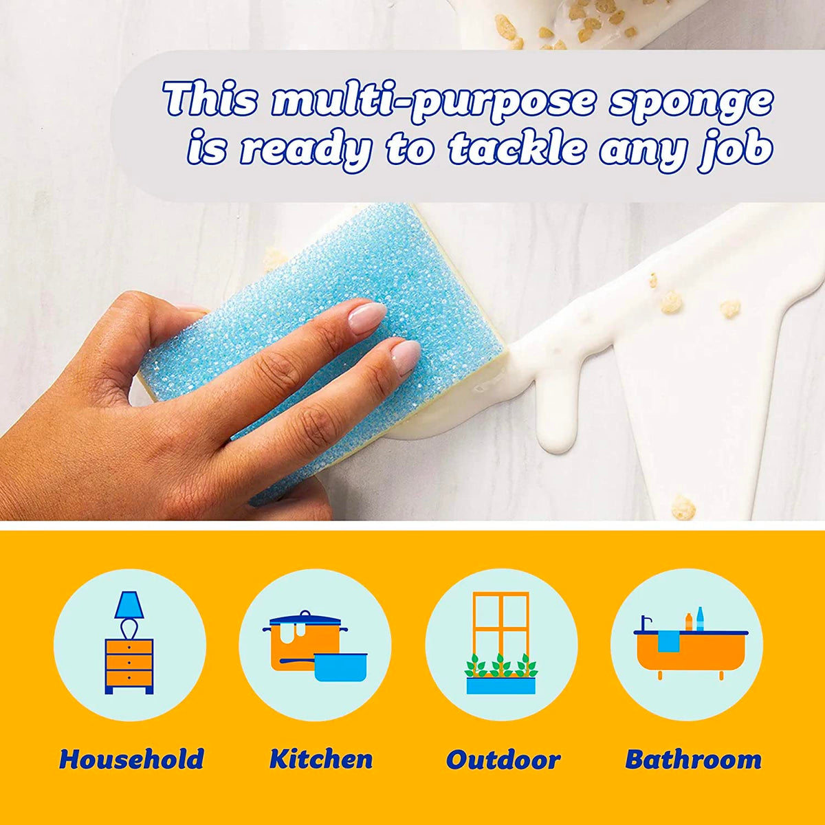 Scrub Daddy Sponge Daddy - Scratch-Free Multipurpose Kitchen & Dish Sponge - BPA Free & Made with Polymer Foam - Stain & Odor Resistant (4 Count)
