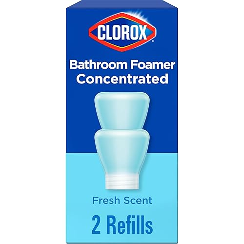 Clorox Bathroom Foamer Refill Cartridge for Clorox Bathroom Foamer Reusable Spray Bottle, Household Essentials, Fresh Scent, 2 Spray Refills