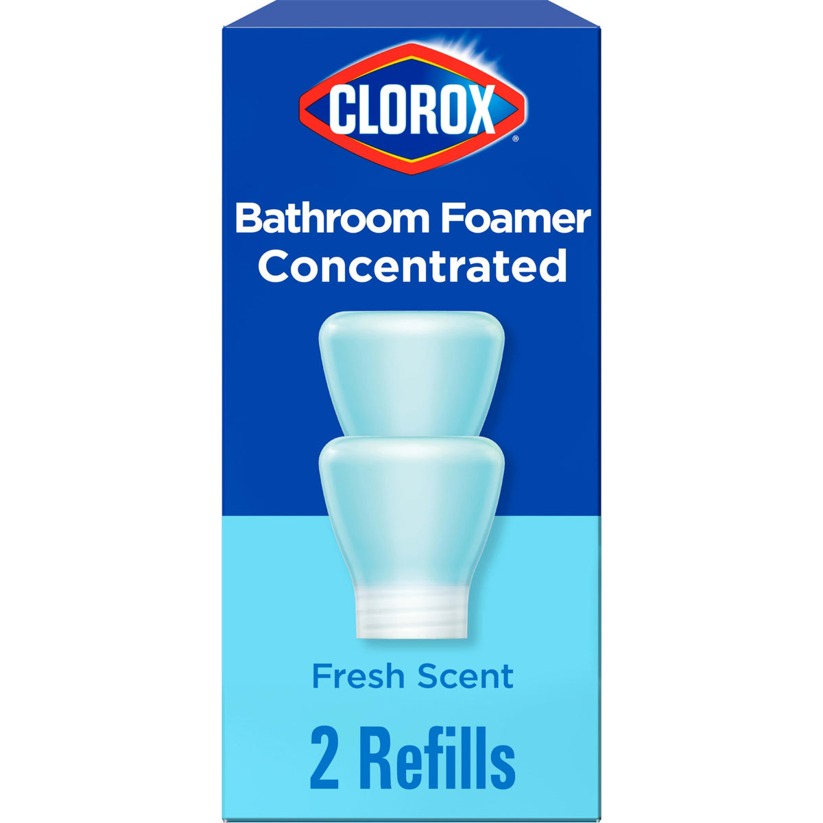Clorox Bathroom Foamer Refill Cartridge for Clorox Bathroom Foamer Reusable Spray Bottle, Household Essentials, Fresh Scent, 2 Spray Refills