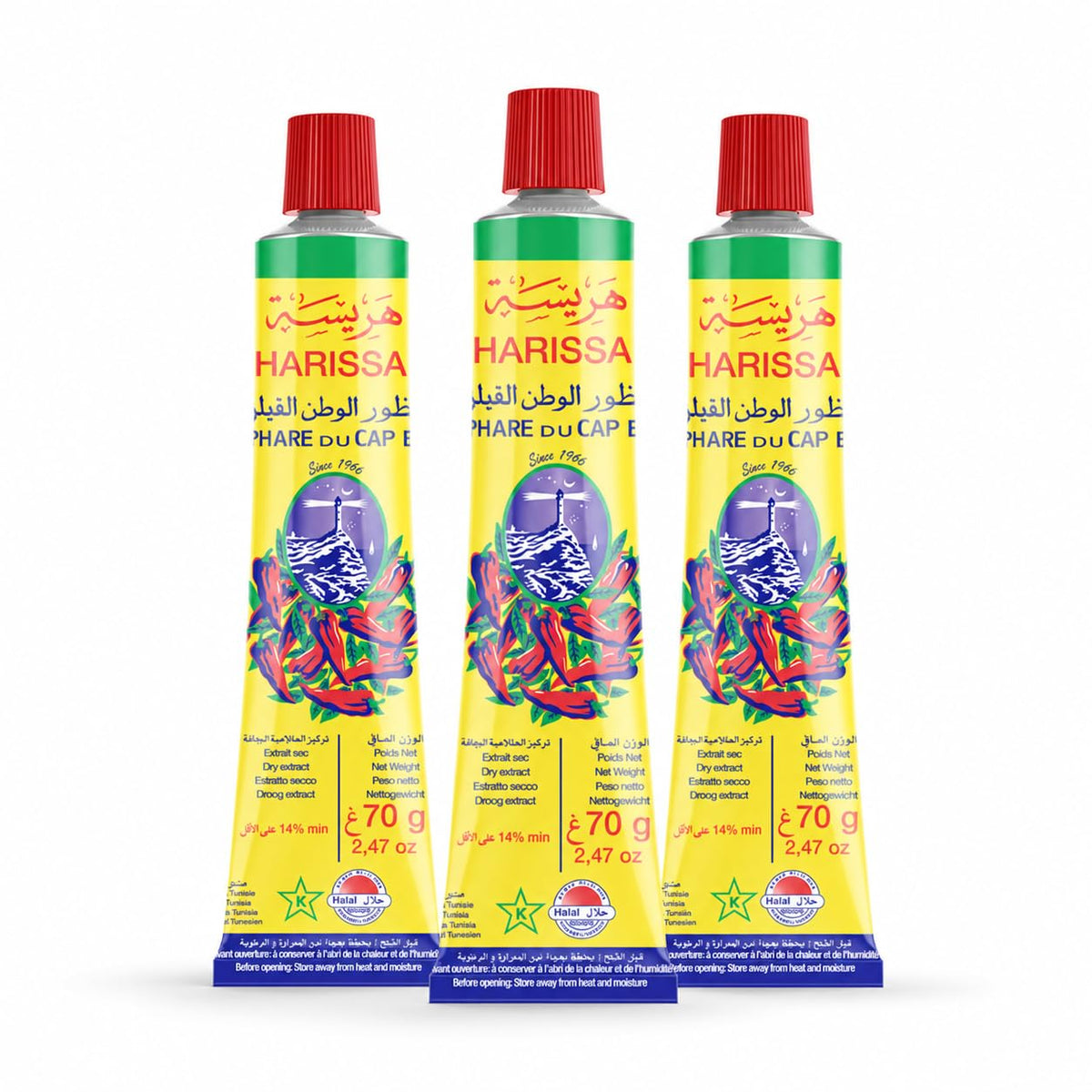 Le Phare du Cap Bon Harissa Paste in Tube - Authentic Tunisian Harissa Berbere spice Sauce, Chili Pepper Paste & Seasoning, Spicy Red Pepper Condiment