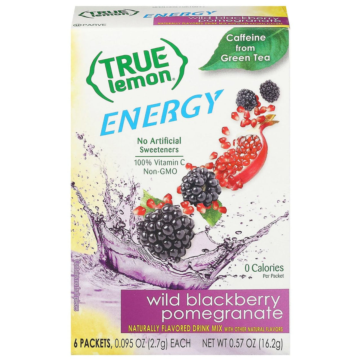 True Lemon, Enery Drink Mix Wild Blackberry Pomegranate 6 Packets, 0.57 Ounce