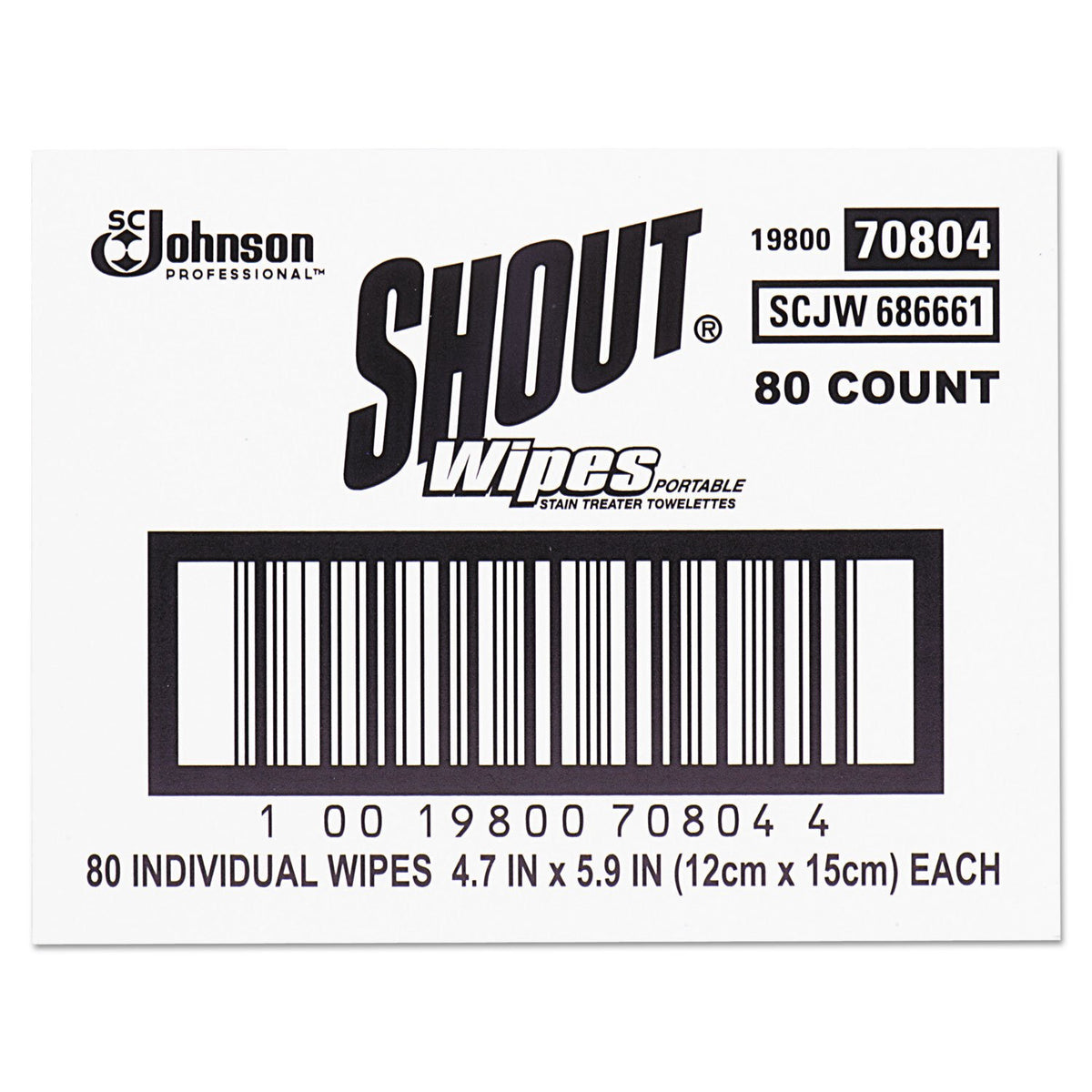 Shout Wipe & Go Stain Remover Wipes, 80 Count