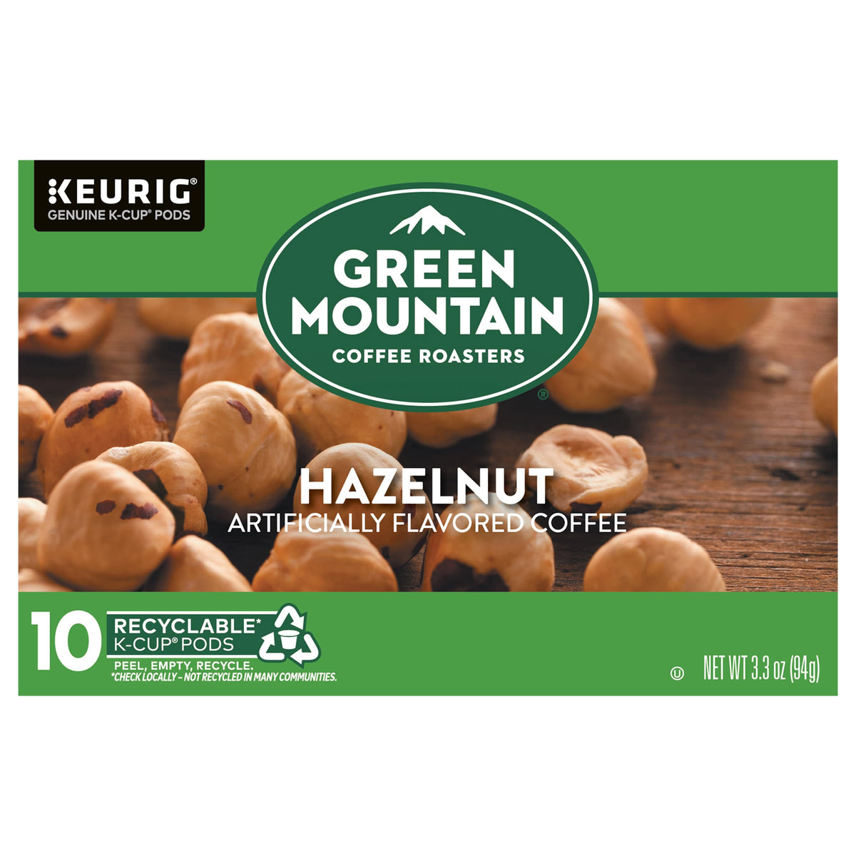 Green Mountain Coffee Roasters, Hazelnut Flavored Coffee, 3.3 Ounce