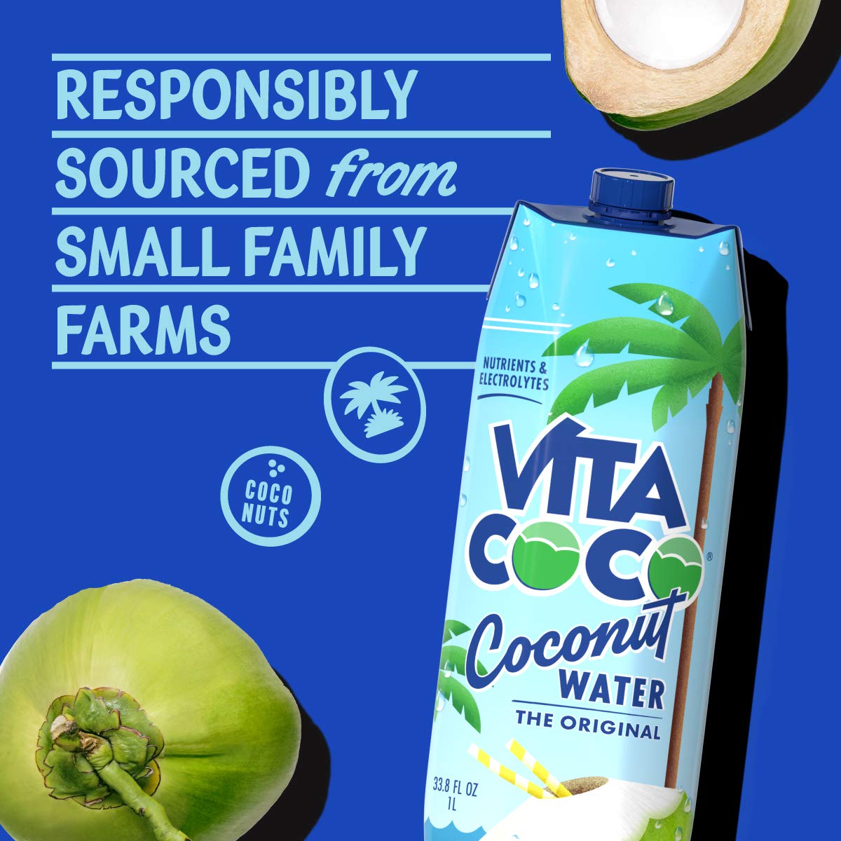 Vita Coco Coconut Water, Pure, 33.8 Fl Oz