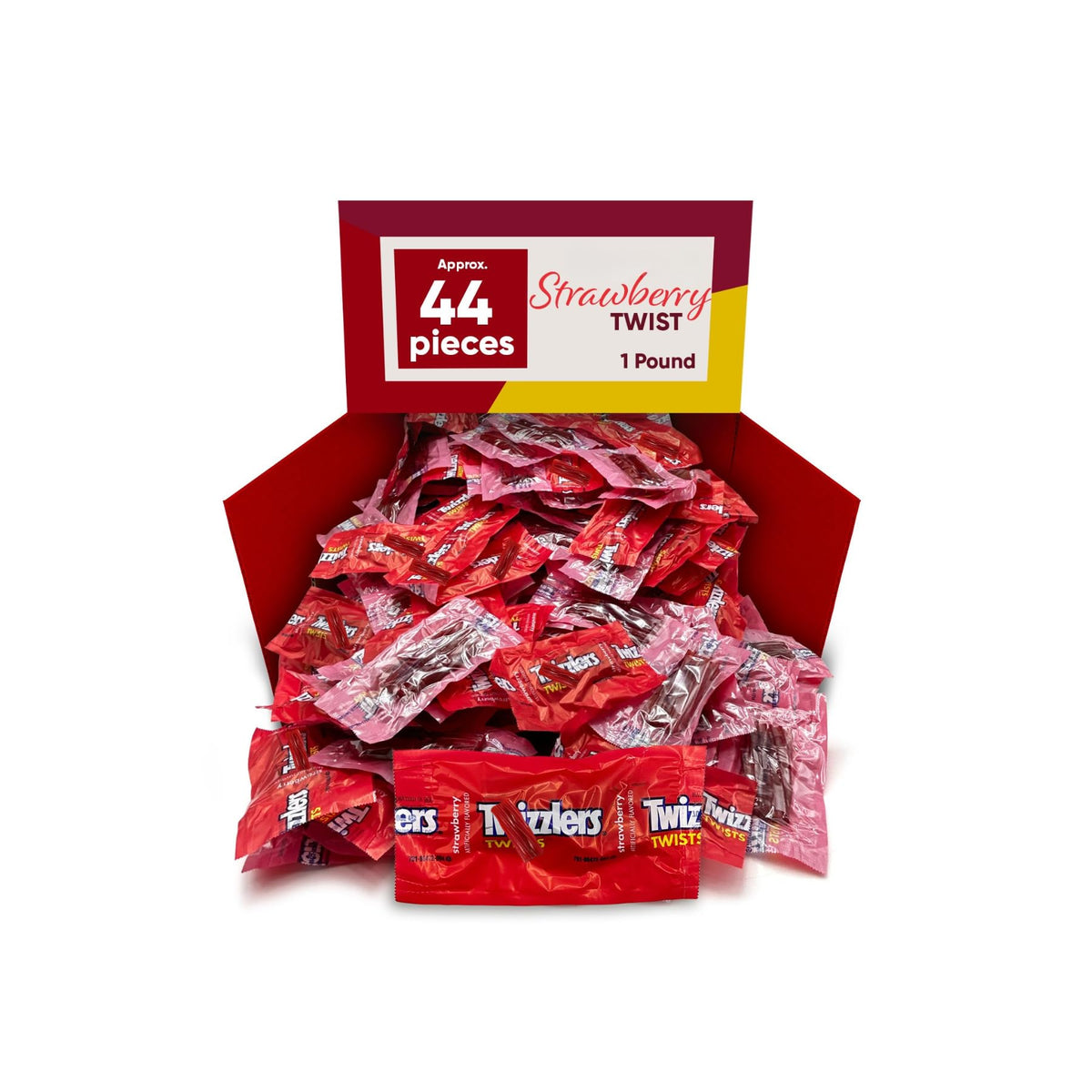 Strawberry Licorice Twists, Chewy Red Candy, Bulk Bag - 1 lb (Approx. 52 pieces)