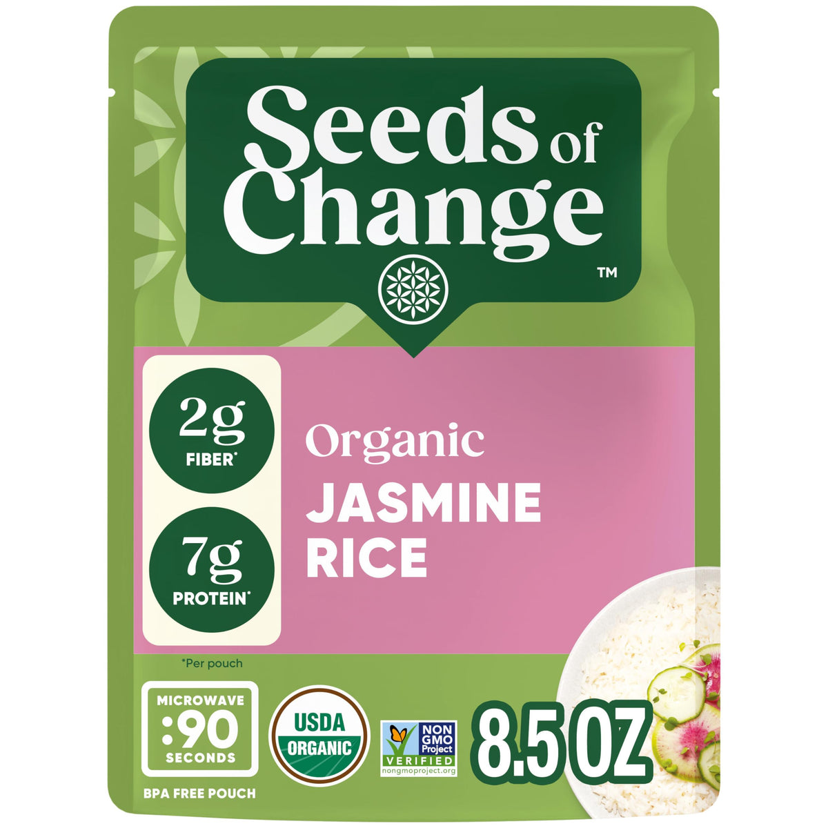 SEEDS OF CHANGE Certified Organic Jasmine Rice, Organic Food, 8.5 OZ Pouch