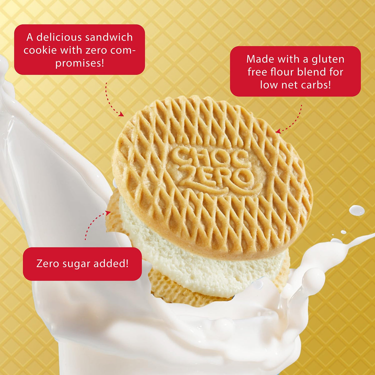 ChocZero Gluten-Free Vanilla Sandwich Cookies with Creme - Low Sugar, Keto Friendly Dunkies (1 Box, 9oz)