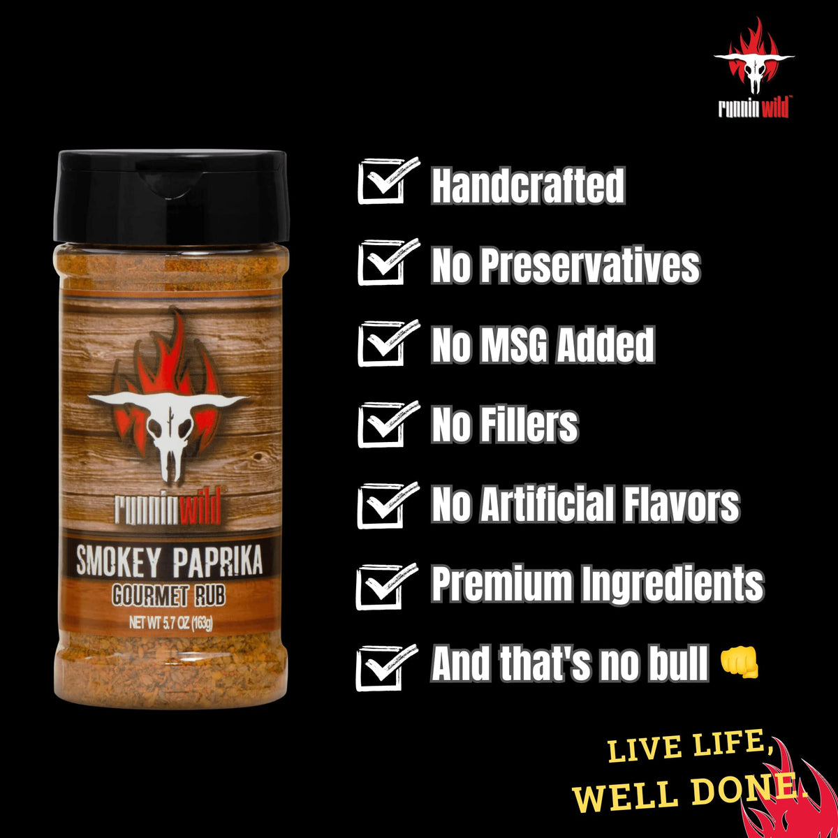 Smokey Paprika Seasoning | Smoked Paprika balanced out with brown sugar, spices, and a hint of natural smoke flavor | Runnin’ Wild Foods, 5.7 ounces