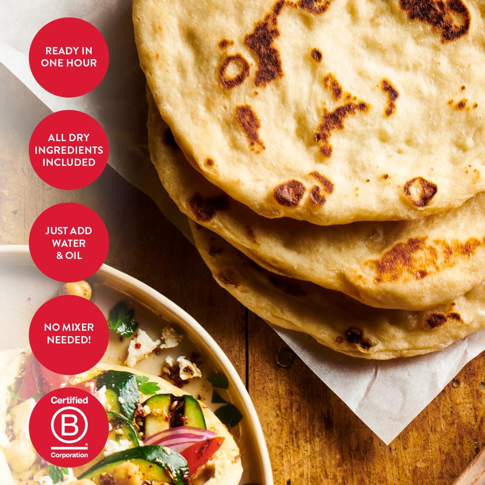 King Arthur Baking Company Perfectly Tender Flatbread Mix Kit 16.5 oz., Baking Mix - Ready in 1 hour