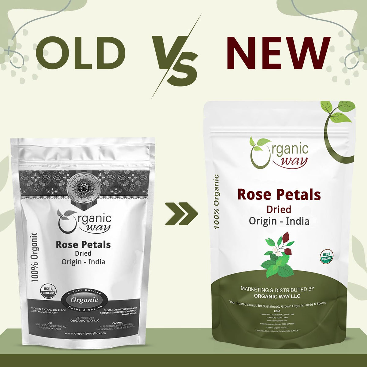 Organic Way Rose Petals Dried (Rosa Centifolia) - Pure, Edible & Fragrant for Tea | Organic & Kosher Certified | Raw, Vegan, Non GMO & Gluten Free |