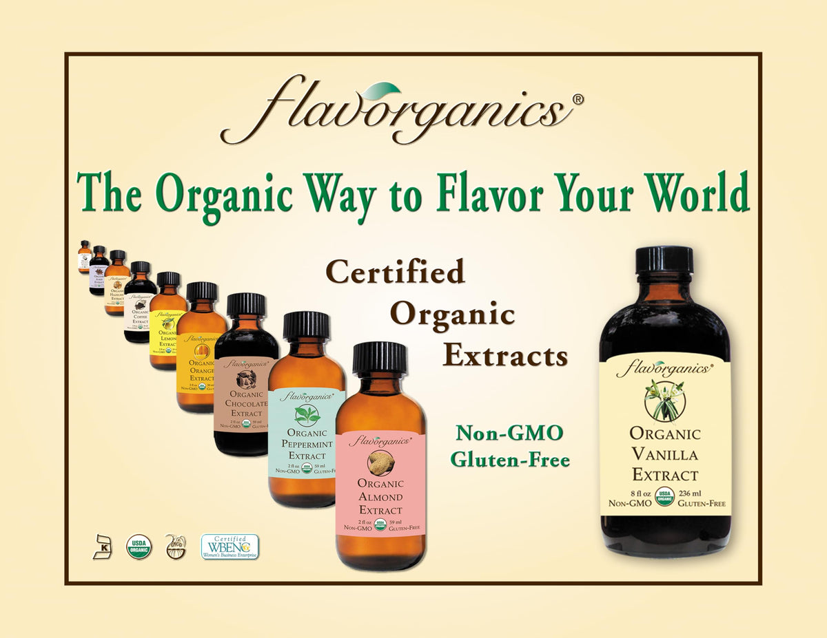Flavorganics Organic Orange Extract, 2 Ounce Bottle