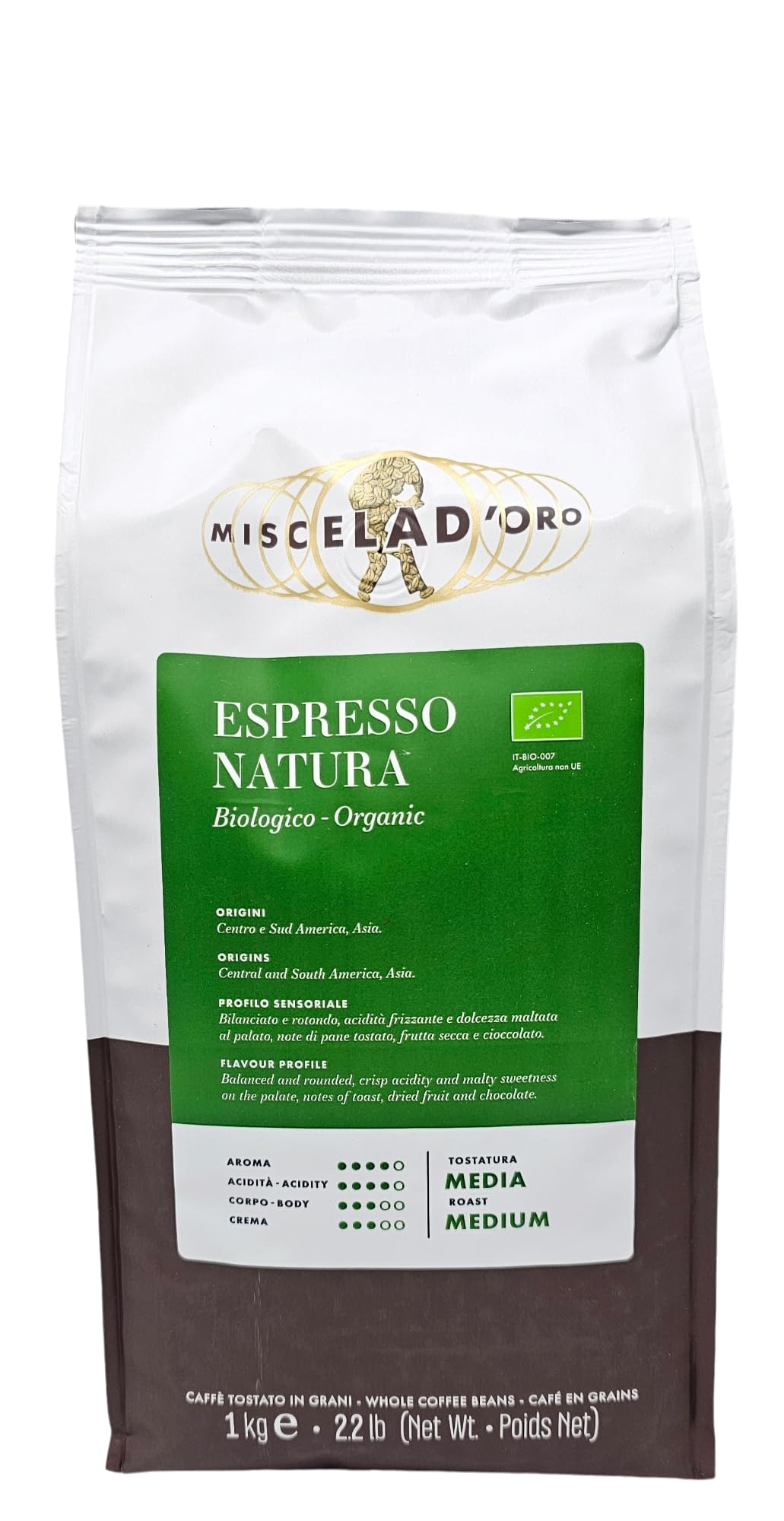 Miscela D'Oro Natura - Organic Fairtrade Espresso Beans, 2.2 lbs