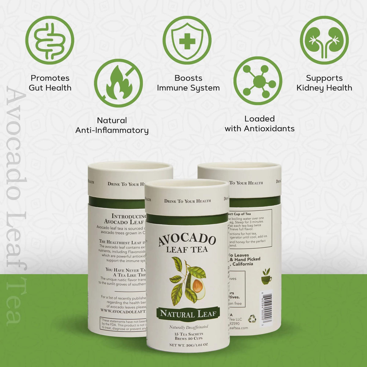Avocado Leaf Tea - Caffeine-Free Herbal - Smooth, Antioxidant-Rich Wellness Tea - Hot or Cold Brew - All Natural, Non-GMO - 15 Biodegradable Pyramid