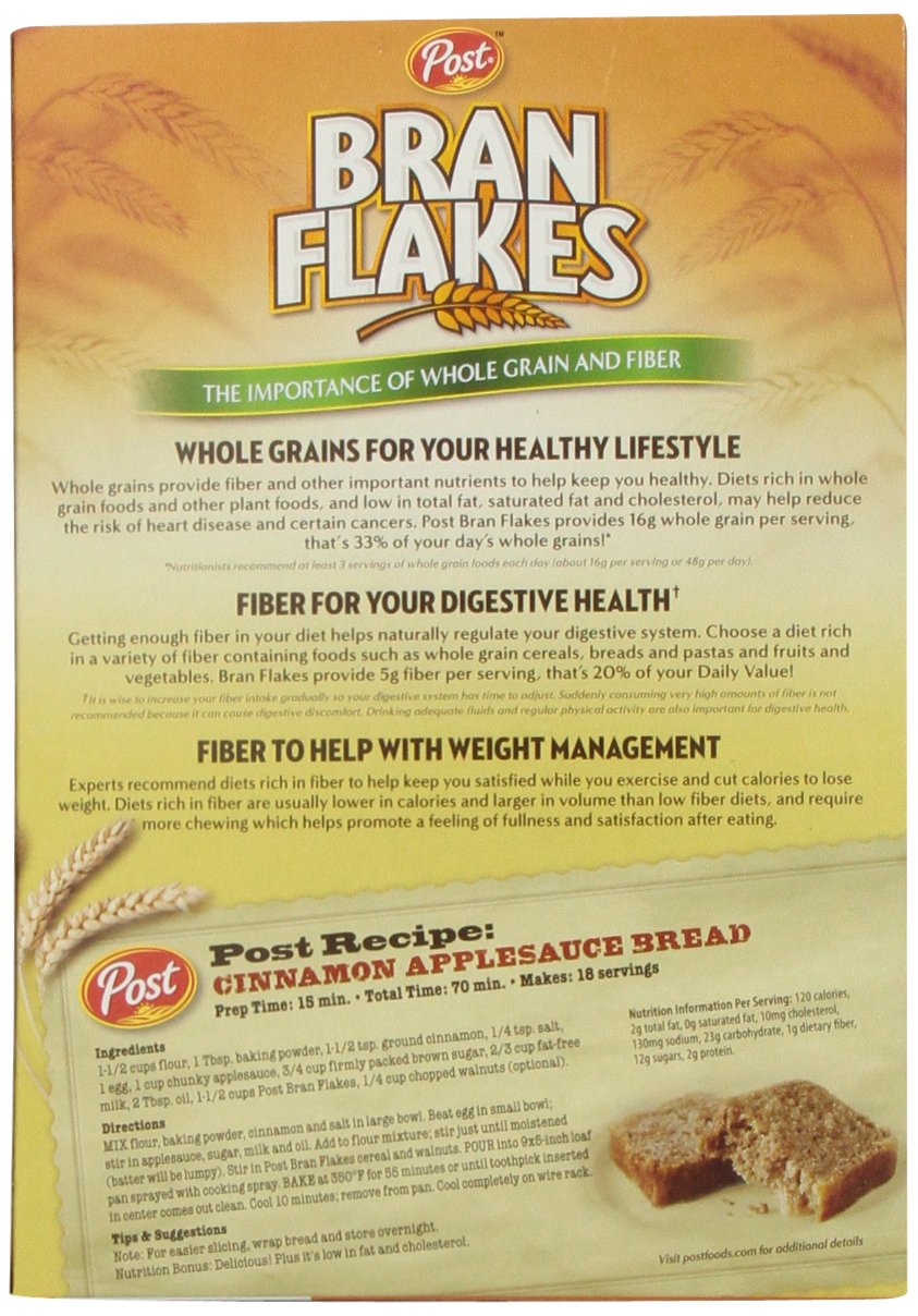 Post Bran Flakes Whole Grain Wheat Cereal 16 oz (Pack of 12)