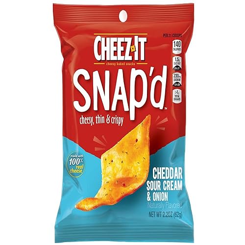 Sunshine Cheez-It Snap'd Crackers, Cheddar Sour Cream And Onion, 2.2 Oz Pouch, 6/pack
