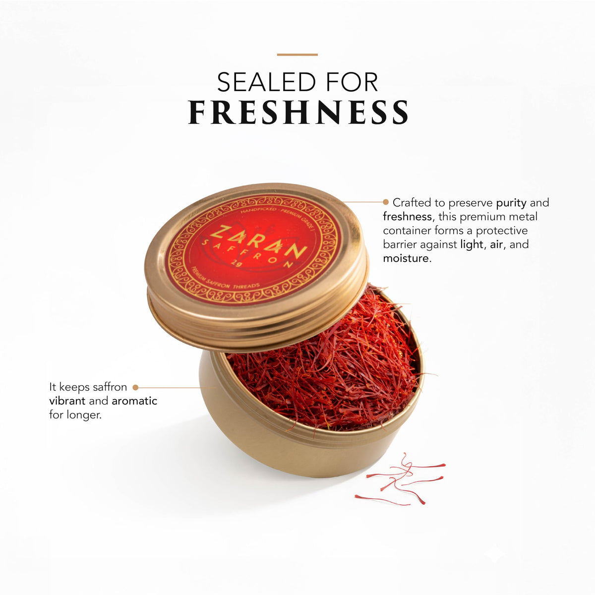 Zaran Saffron, Superior Saffron Threads (Super Negin) Premium grade Saffron Spice for Paella, Risotto, Tea's, and all Culinary Uses (2 Grams)