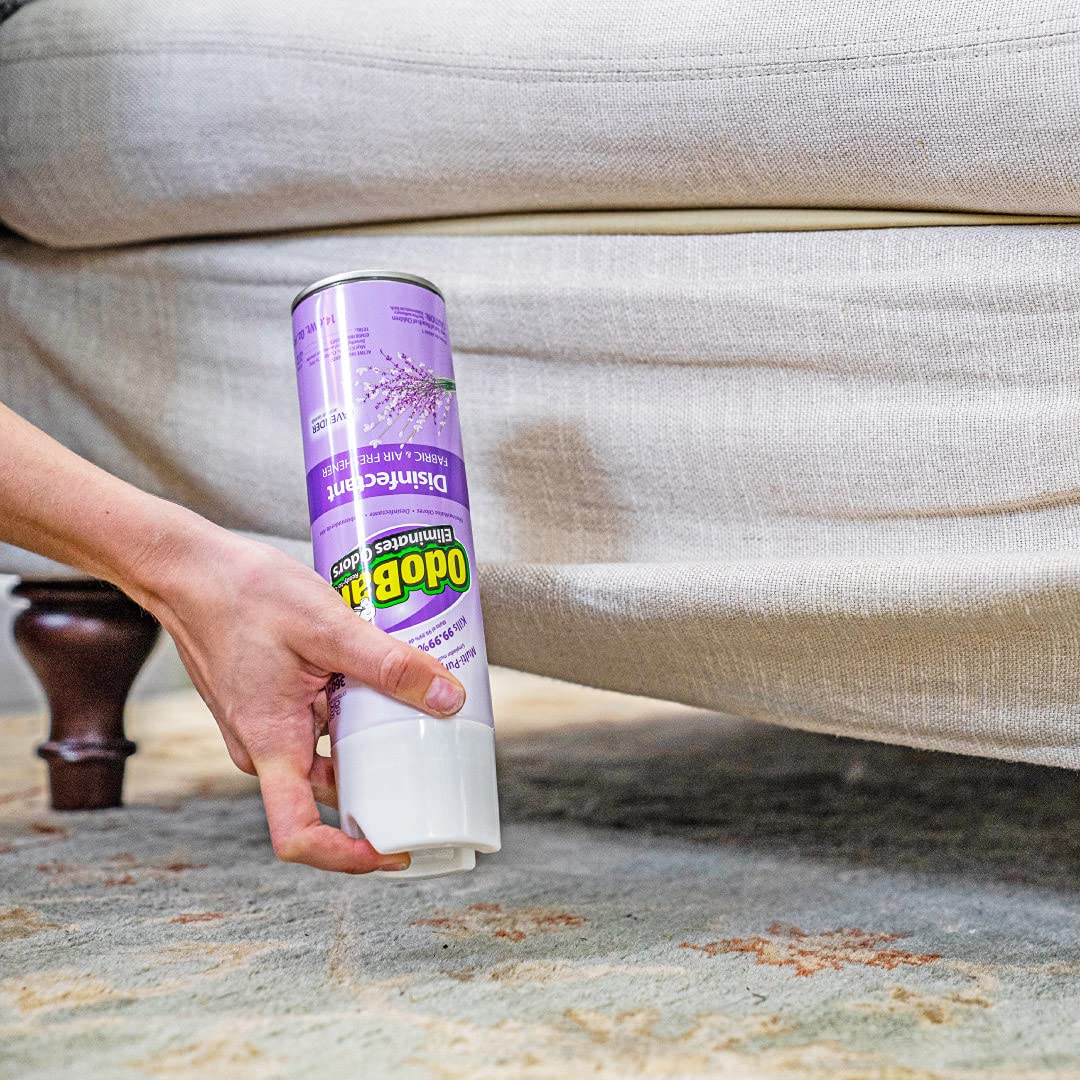 OdoBan Ready-to-Use 360-Degree Continuous Spray Disinfectant and Harsh Aroma Eliminator, Fabric and Air Freshener, 3 Pack, 14.6 Ounces Each, Lavender