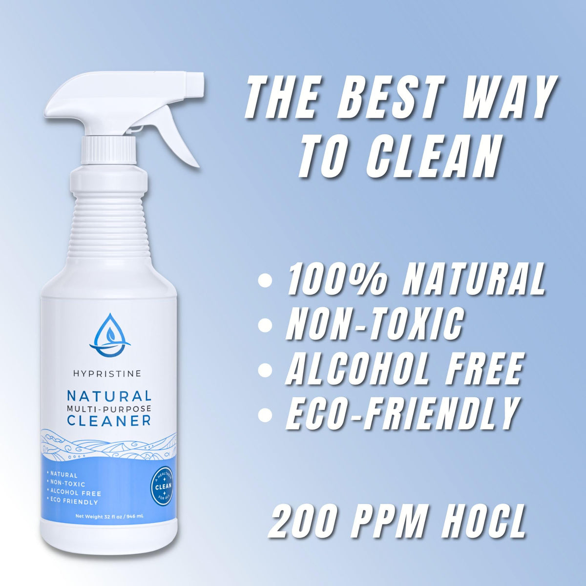HYPRISTINE Natural Multipurpose Surface Cleaner, 32 fl oz Spray Bottles, 12 Pack