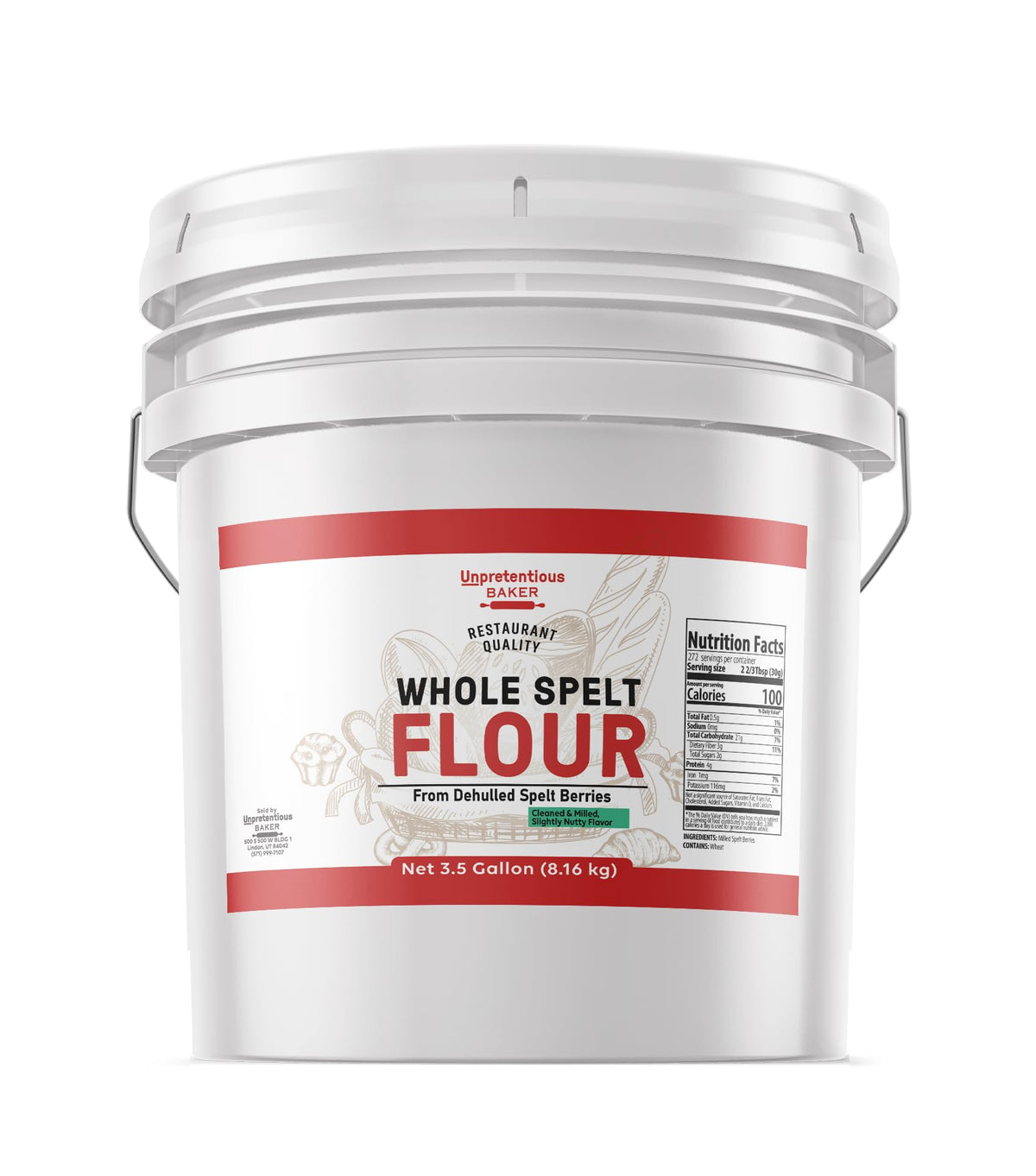 Unpretentious Whole Spelt Flour, Light & Airy Flour, From Dehulled Spelt Berries (18 Pound)