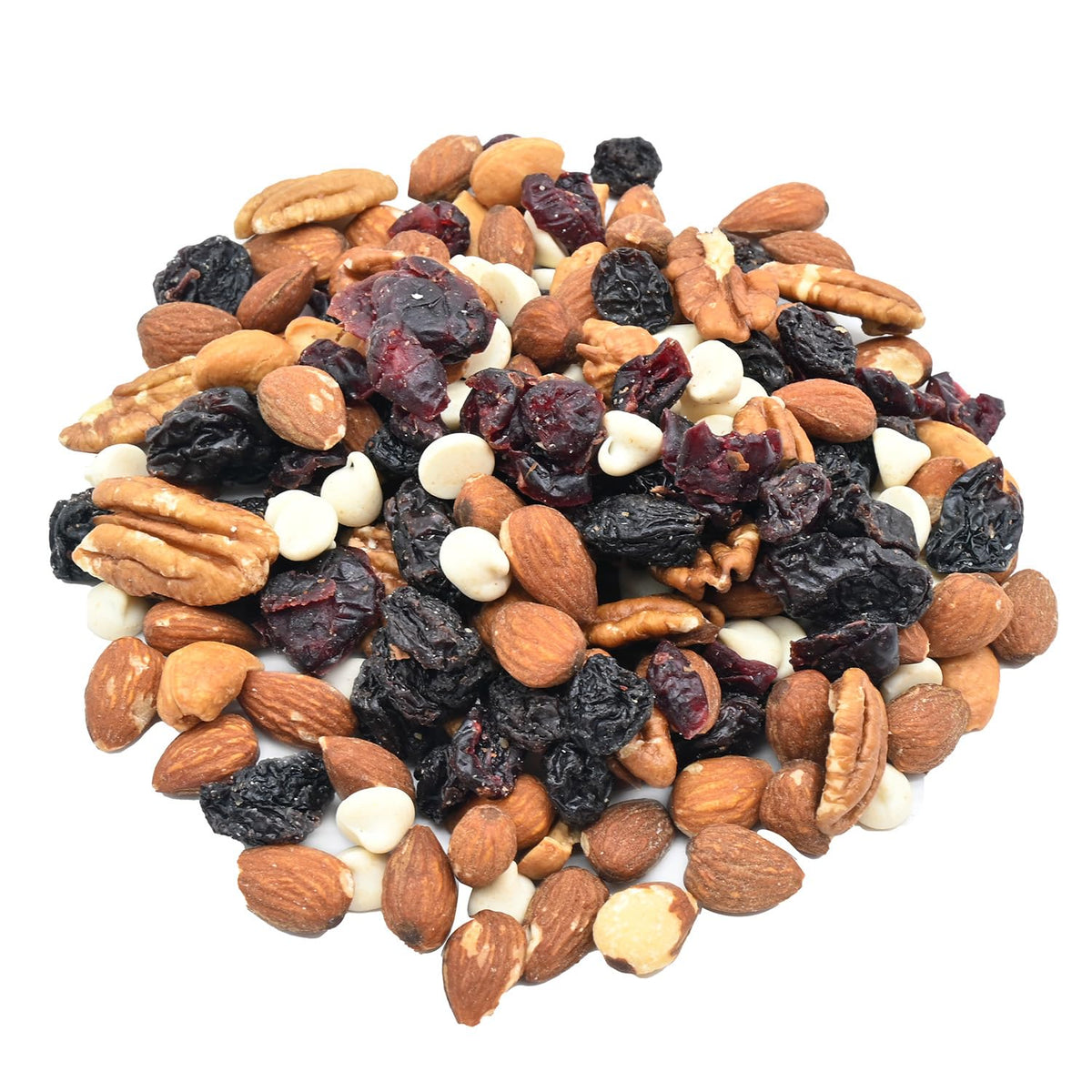 Grab Our Nuts Raspberry Nut Trail Mix 40 Ounce Jar: White Confectioners Drops, Roasted Almonds, Raspberry Flavored Dried Cranberries, Raisins, Raw
