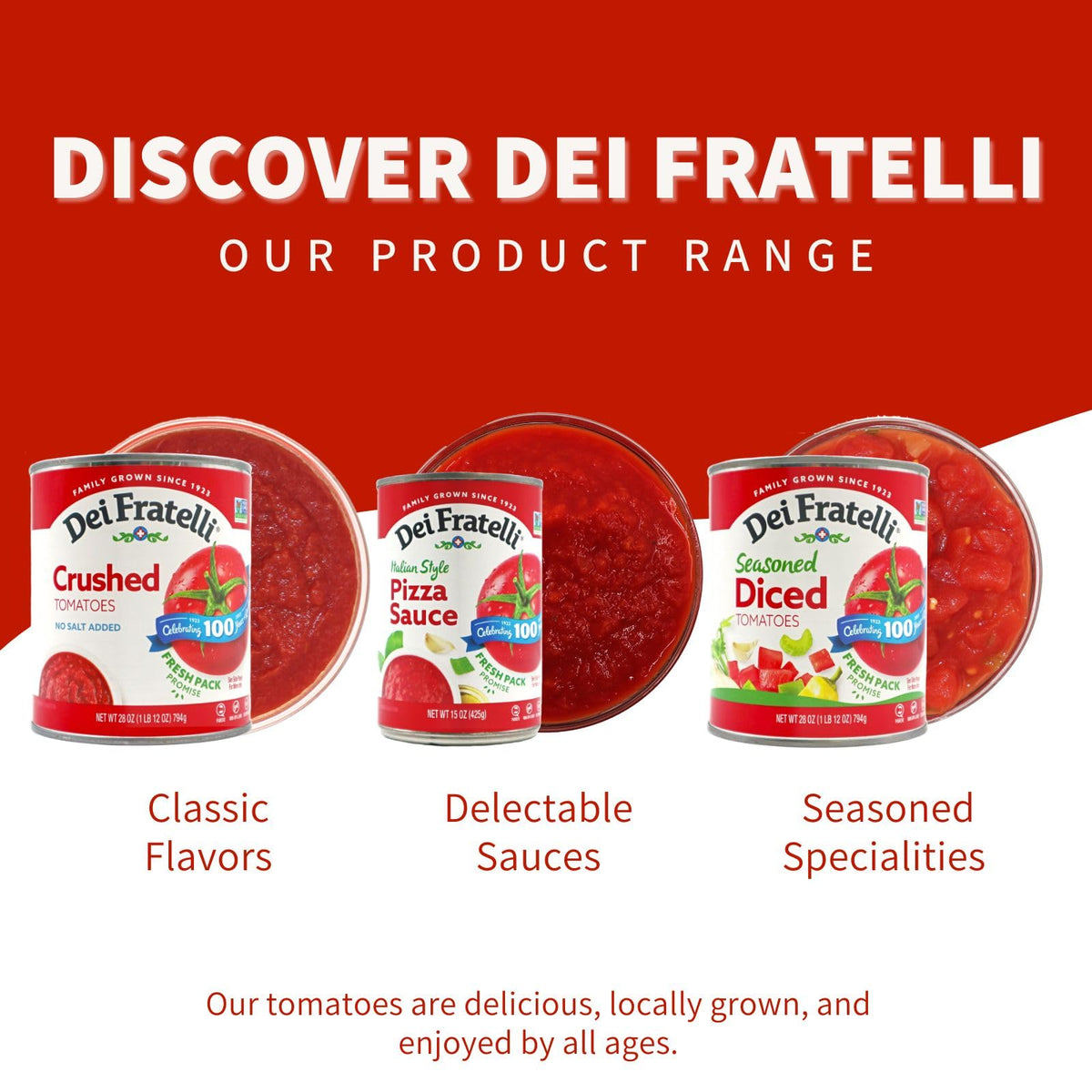 Dei Fratelli Low Sodium Diced Tomatoes (14.5 oz. Cans, 6 pack) - Vine-Ripened - Non-GMO