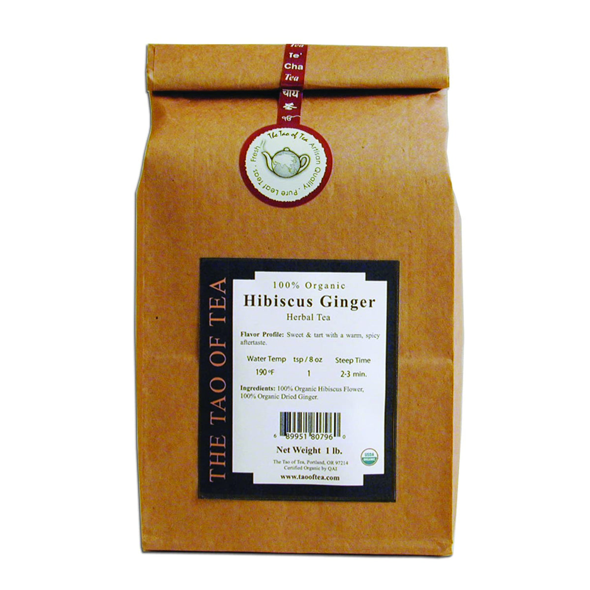 The Tao of Tea Hibiscus Ginger, 100% Organic Blended Herbal Tea, 1-Pounds