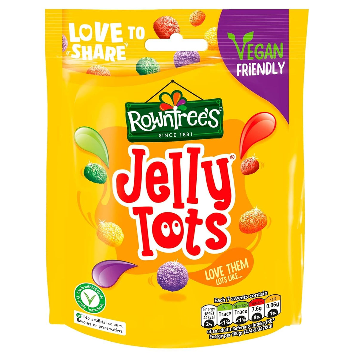 Original Rowntrees Jelly Tots Sweets Bag Pouch Imported From The UK England-Rowntrees Jelly Tots, 150 g ( Pack of 3 )