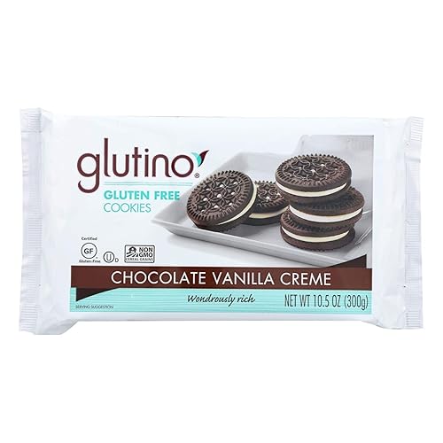 Glutino Chocolate Vanilla Creme Cookies, 10.6 Ounce - 12 per case.