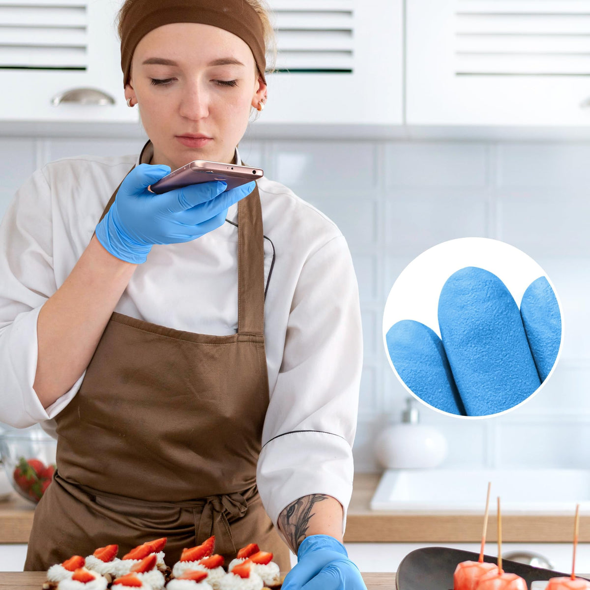SwiftGrip Disposable Nitrile Exam Gloves, Blue, Nitrile Gloves Disposable Latex Free, Medical Gloves, Cleaning Gloves, Food-Safe Rubber Gloves, Powder