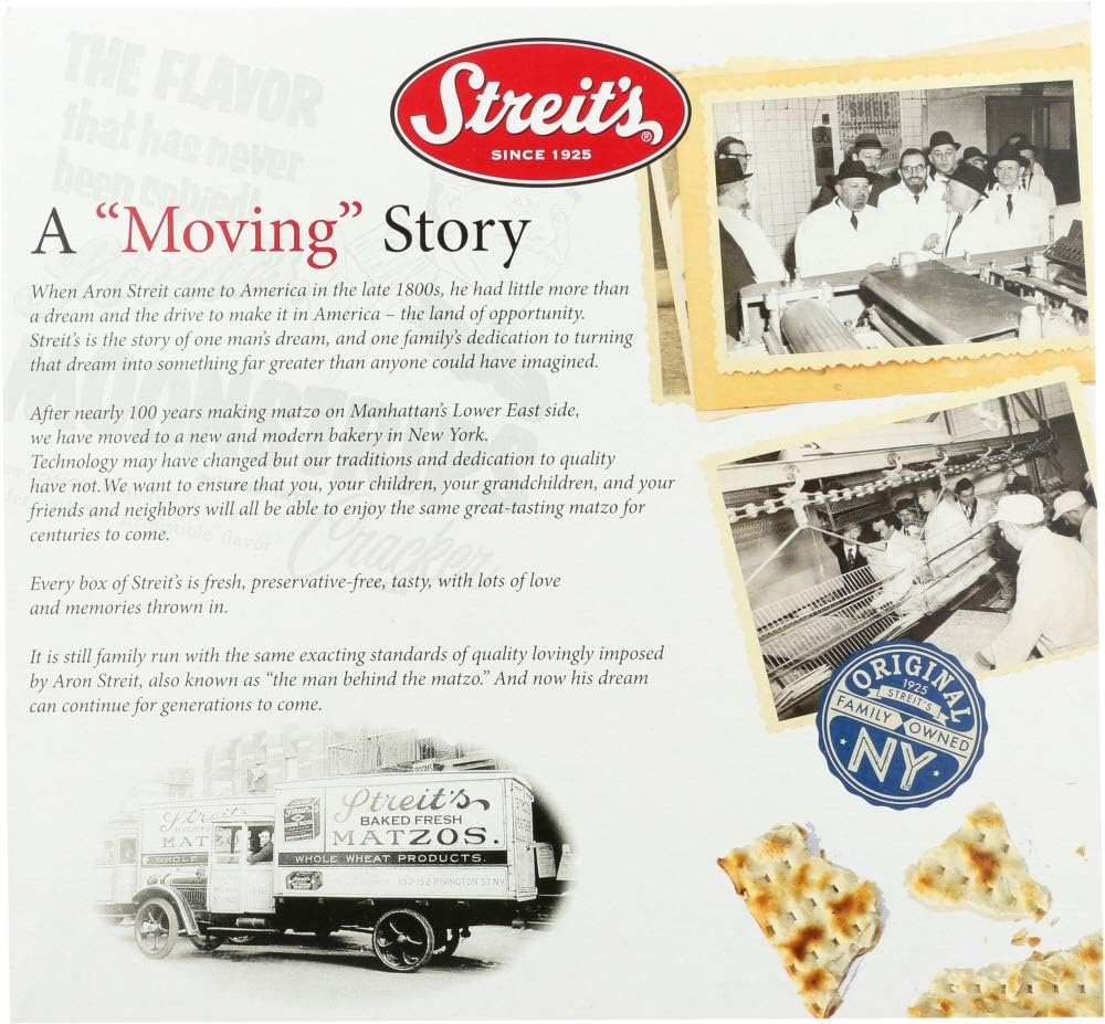 Streit's Unsalted Matzo - Thin & Crispy, Non-GMO, Sodium Free, Low Fat, Vegan, Family Owned, Kosher Certified, Pair with Soups, Spreads & Salads