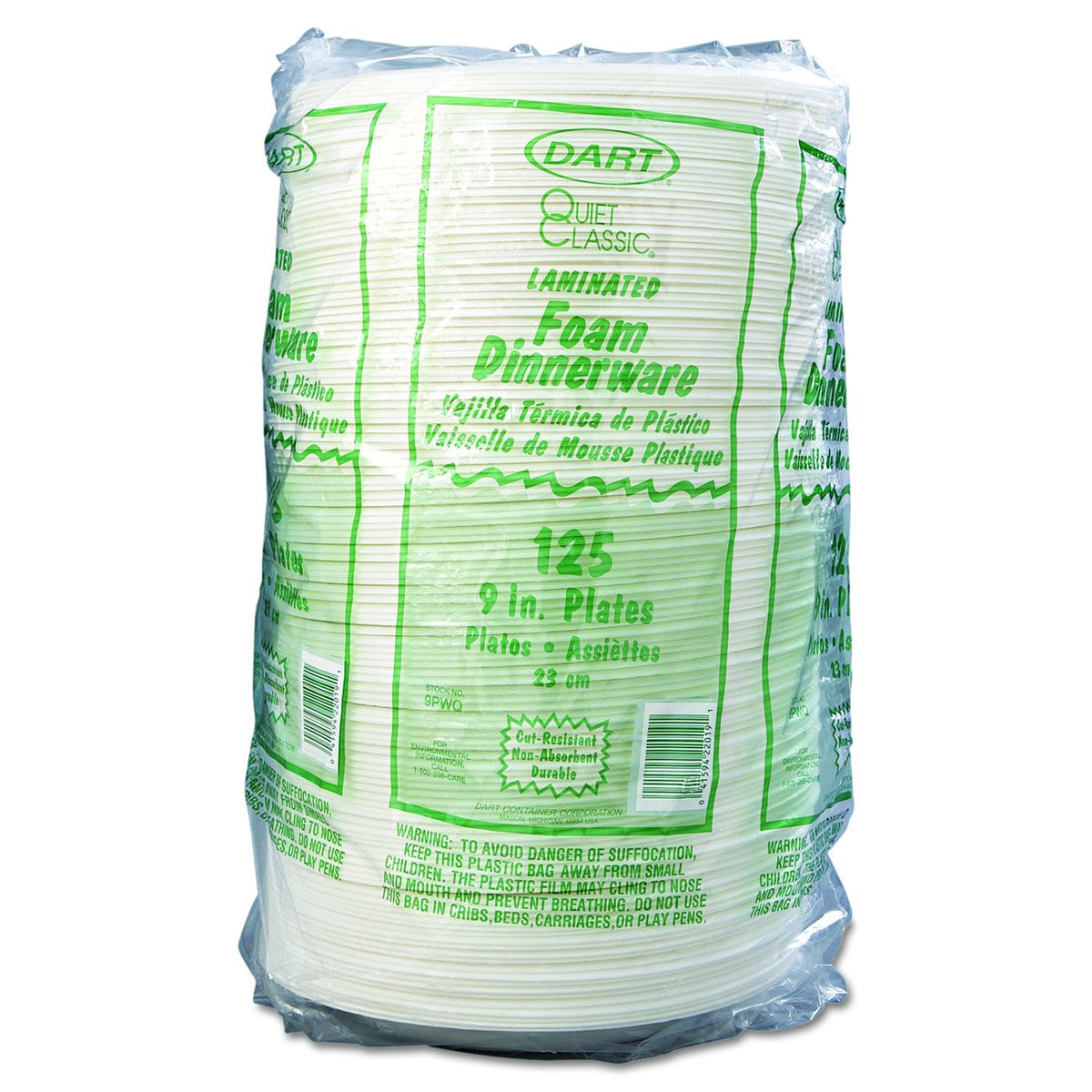 Dart 9PWQR 9 in White Laminated Foam Plate (Case of 500)