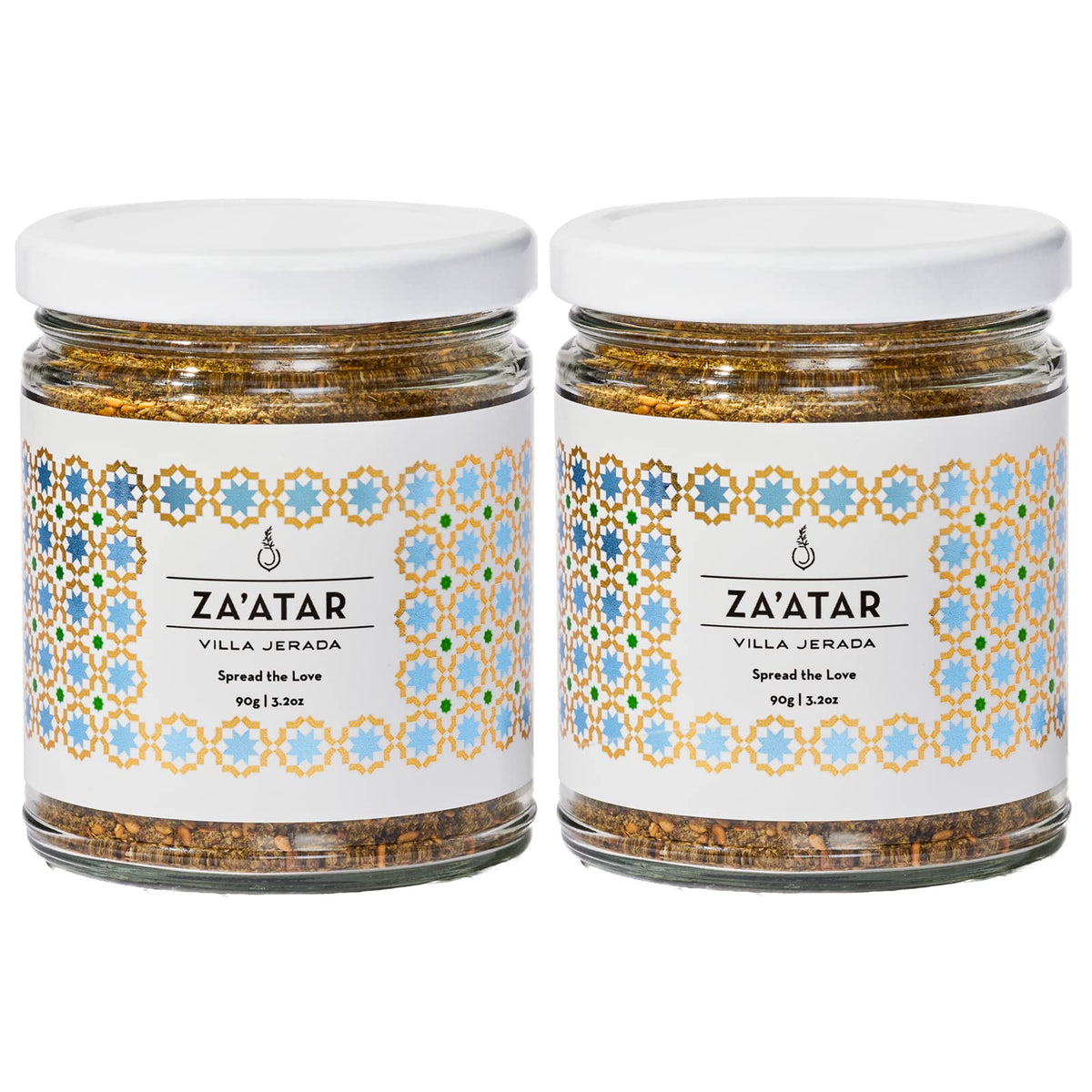 Villa Jerada, Za'atar with Hyssop (Zaatar/Zatar/Zahtar), Premium Middle Eastern Spice Blend, 3.2 oz (ZA'ATAR - 2 JARS)