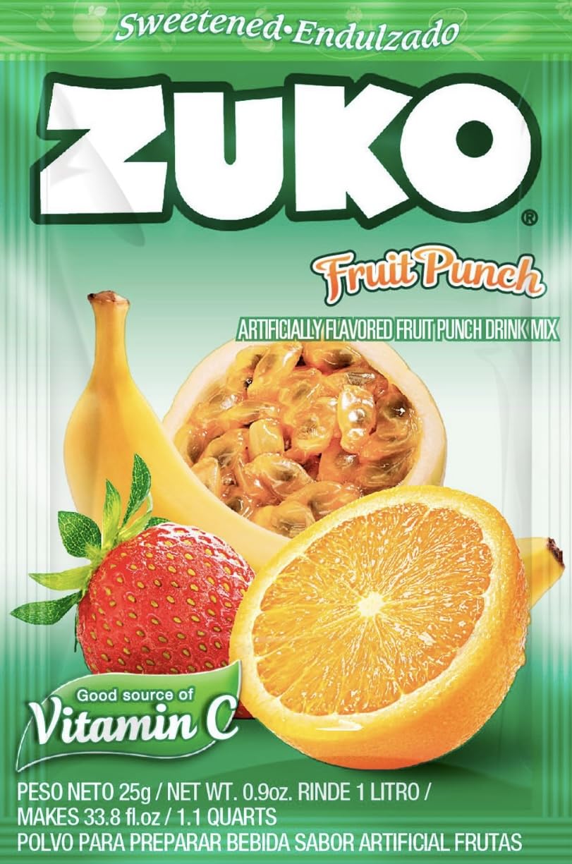 Zuko Fruit Punch Instant Powder 25g Sweetened Drink Mix 3 Pack
