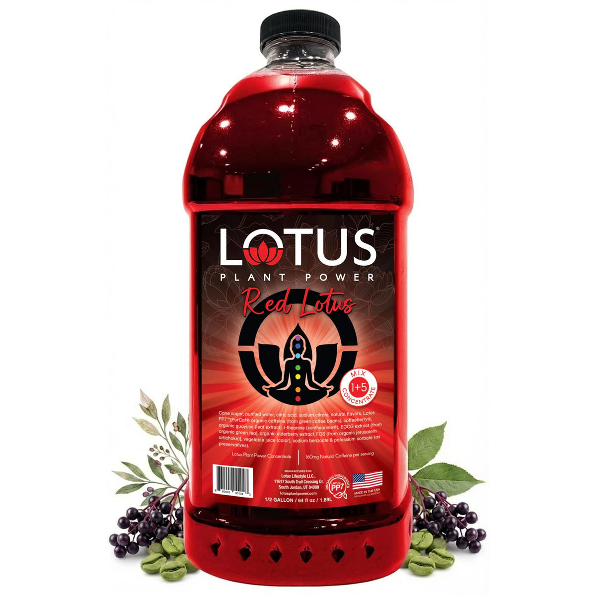 Red Lotus Plant Power® Energy Drink Concentrate | Natural Caffeine & PP7™ Formula | Plant-Based Organic Ingredients | Organic Cane Sugar Beverage |