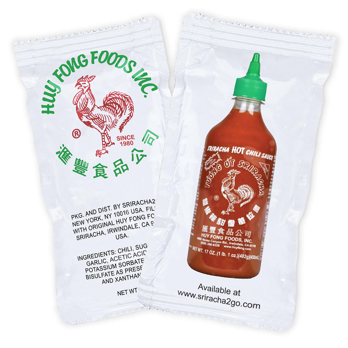 Sriracha2Go - Huy Fong Foods Sriracha Chili Hot Sauce Packets (50-Pack)