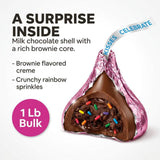 Hershey Kisses Rainbow Brownie Chocolate, Comes in a 1 LB Resealable pouch, Individually Wrapped Milk Chocolate with Brownie Flavored Creme