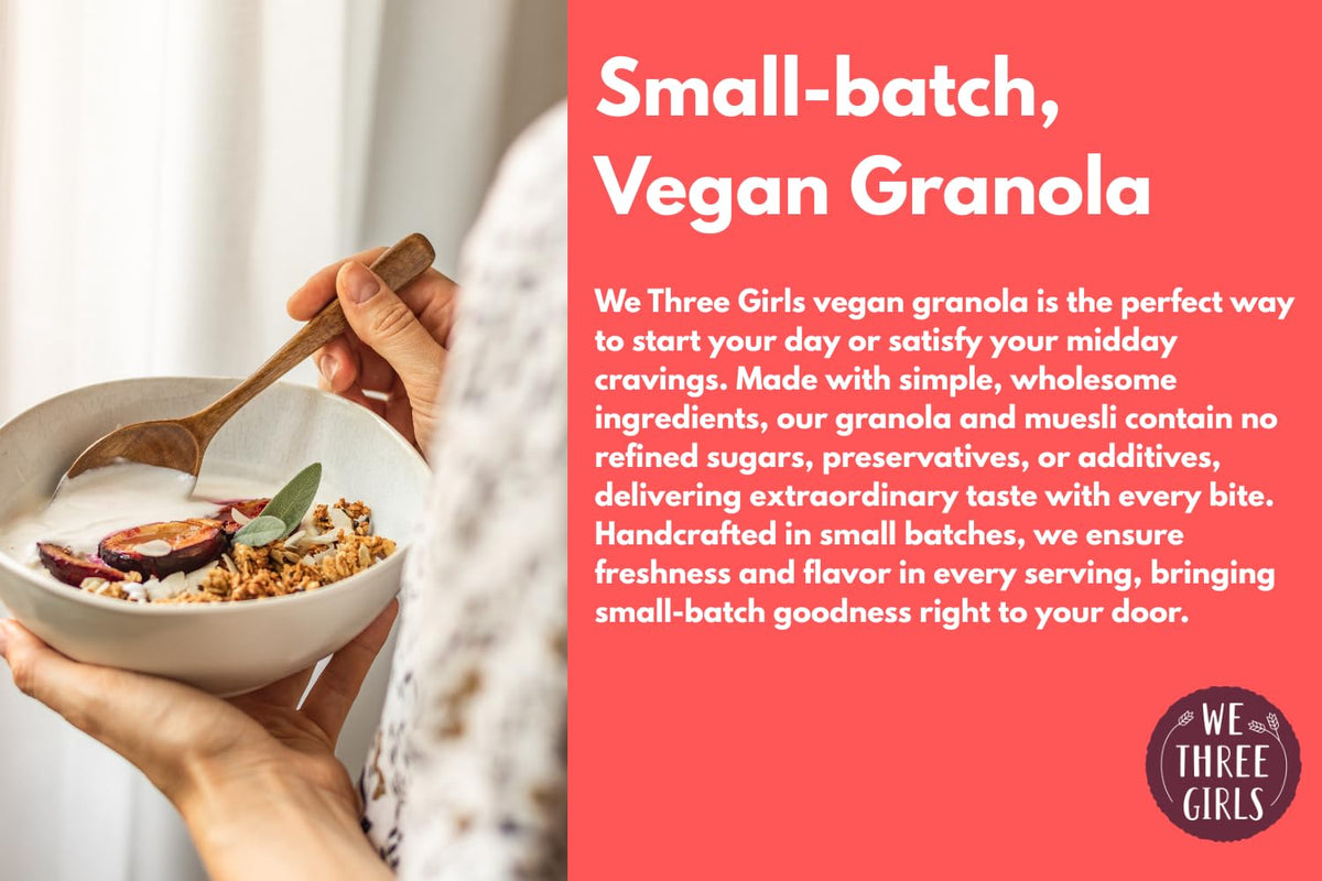 We Three Girls Granola - Chocolate Cherry Matcha (10 Ounce) | Small Batch Vegan Granola | All Natural Gluten Free Snack | Made in USA |