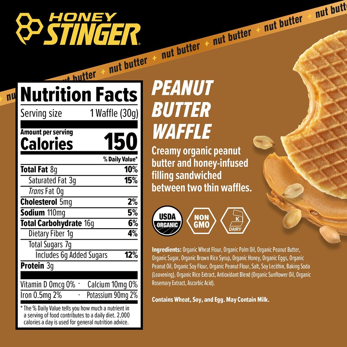 Honey Stinger Stinger Waffle - 12-Pack Peanut Butter, One Size