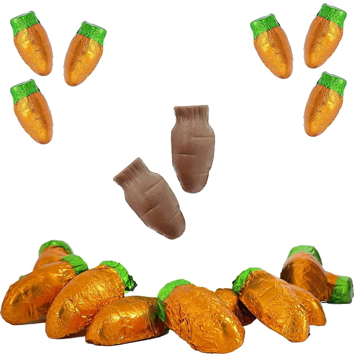 24 Pounds Easter Chocolate Carrots Bunny Rabbit Treats Milk Chocolate, Individually Wrapped in Orange Foils, Approx 900 Chocolate Carrots