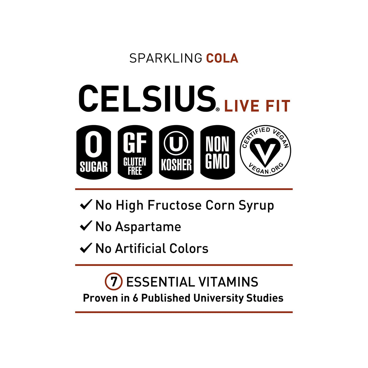 CELSIUS Sparkling Cola, Functional Essential Energy Drink, 12 Fl Oz (Pack of 24)